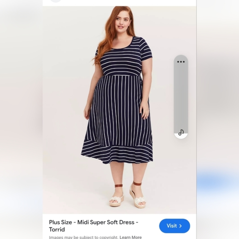 Torrid Navy Striped Women's Dress